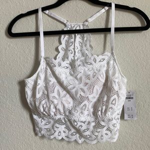 NWT Abercrombie & Fitch White Lace Bralette Racerback Tank